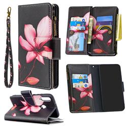 Lotus Flower Binfen Color BF03 Retro Zipper Leather Wallet Phone Case for Huawei Y7p