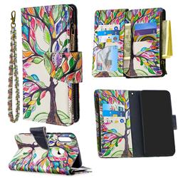 The Tree of Life Binfen Color BF03 Retro Zipper Leather Wallet Phone Case for Huawei Y7p