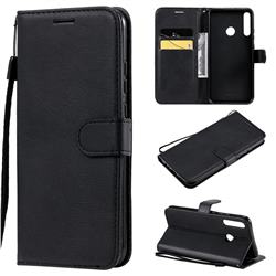 Retro Greek Classic Smooth PU Leather Wallet Phone Case for Huawei Y7p - Black
