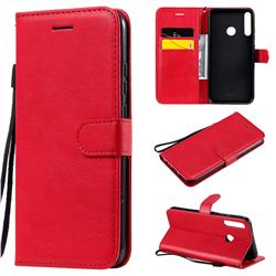 Retro Greek Classic Smooth PU Leather Wallet Phone Case for Huawei Y7p - Red