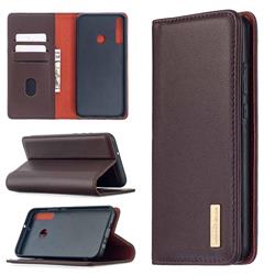 Binfen Color BF06 Luxury Classic Genuine Leather Detachable Magnet Holster Cover for Huawei Y7p - Dark Brown
