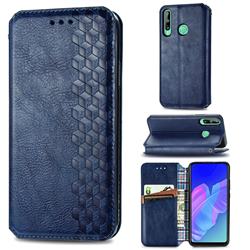 Ultra Slim Fashion Business Card Magnetic Automatic Suction Leather Flip Cover for Huawei Y7p - Dark Blue