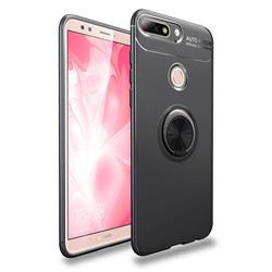 Auto Focus Invisible Ring Holder Soft Phone Case for Huawei Y7 Pro (2018) / Y7 Prime(2018) / Nova2 Lite - Black