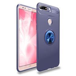 Auto Focus Invisible Ring Holder Soft Phone Case for Huawei Y7 Pro (2018) / Y7 Prime(2018) / Nova2 Lite - Blue