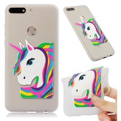 Rainbow Unicorn Soft 3D Silicone Case for Huawei Y7 Pro (2018) / Y7 Prime(2018) / Nova2 Lite - Translucent White