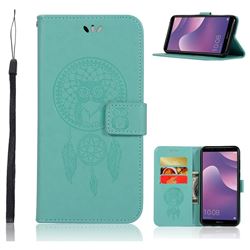 Intricate Embossing Owl Campanula Leather Wallet Case for Huawei Y7 Pro (2018) / Y7 Prime(2018) / Nova2 Lite - Green
