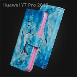 Blue Sea Butterflies 3D Painted Leather Wallet Case for Huawei Y7 Pro (2018) / Y7 Prime(2018) / Nova2 Lite
