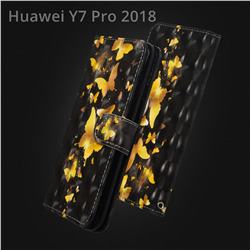 Golden Butterfly 3D Painted Leather Wallet Case for Huawei Y7 Pro (2018) / Y7 Prime(2018) / Nova2 Lite