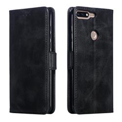 Retro Classic Calf Pattern Leather Wallet Phone Case for Huawei Y7 Pro (2018) / Y7 Prime(2018) / Nova2 Lite - Black