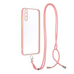 Necklace Cross-body Lanyard Strap Cord Phone Case Cover for Huawei Y8p - Pink