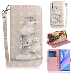 Three Squirrels 3D Painted Leather Wallet Phone Case for Huawei Y8p