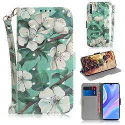Watercolor Flower 3D Painted Leather Wallet Phone Case for Huawei Y8p