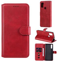 Retro Calf Matte Leather Wallet Phone Case for Huawei Y8p - Red
