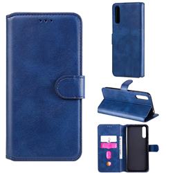 Retro Calf Matte Leather Wallet Phone Case for Huawei Y8p - Blue