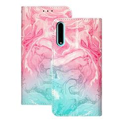 Pink Green Marble PU Leather Wallet Case for Huawei Y8p