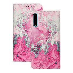 Pink Seawater PU Leather Wallet Case for Huawei Y8p