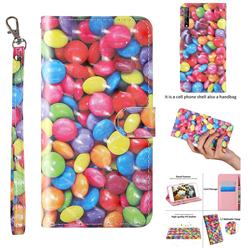 Colorful Jelly Beans 3D Painted Leather Wallet Case for Huawei Y8p