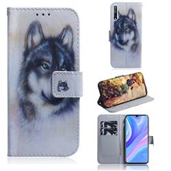 Snow Wolf PU Leather Wallet Case for Huawei Y8p