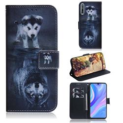 Wolf and Dog PU Leather Wallet Case for Huawei Y8p