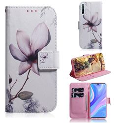Magnolia Flower PU Leather Wallet Case for Huawei Y8p