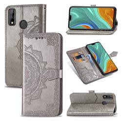 Embossing Imprint Mandala Flower Leather Wallet Case for Huawei Y8s - Gray