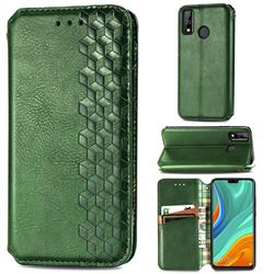 Ultra Slim Fashion Business Card Magnetic Automatic Suction Leather Flip Cover for Huawei Y8s - Green