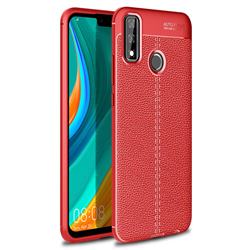 Luxury Auto Focus Litchi Texture Silicone TPU Back Cover for Huawei Y8s - Red