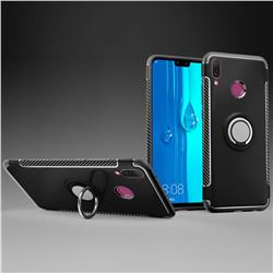 Armor Anti Drop Carbon PC + Silicon Invisible Ring Holder Phone Case for Huawei Y9 (2019) - Black