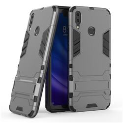 Armor Premium Tactical Grip Kickstand Shockproof Dual Layer Rugged Hard Cover for Huawei Y9 (2019) - Gray