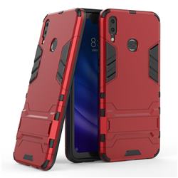 Armor Premium Tactical Grip Kickstand Shockproof Dual Layer Rugged Hard Cover for Huawei Y9 (2019) - Wine Red