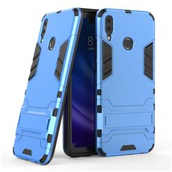 Armor Premium Tactical Grip Kickstand Shockproof Dual Layer Rugged Hard Cover for Huawei Y9 (2019) - Light Blue