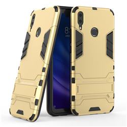 Armor Premium Tactical Grip Kickstand Shockproof Dual Layer Rugged Hard Cover for Huawei Y9 (2019) - Golden