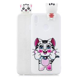 Cute Pink Kitten Soft 3D Climbing Doll Soft Case for Huawei Y9 (2019)