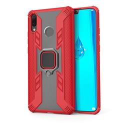 Predator Armor Metal Ring Grip Shockproof Dual Layer Rugged Hard Cover for Huawei Y9 (2019) - Red