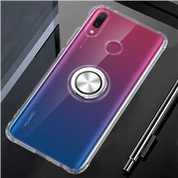 Anti-fall Invisible Press Bounce Ring Holder Phone Cover for Huawei Y9 (2019) - Transparent