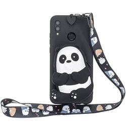 Cute Panda Neck Lanyard Zipper Wallet Silicone Case for Huawei Y9 (2019)