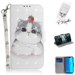 Cute Tomato Cat 3D Painted Leather Wallet Phone Case for Huawei Y9 (2019)