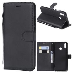 Retro Greek Classic Smooth PU Leather Wallet Phone Case for Huawei Y9 (2019) - Black