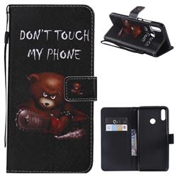 Angry Bear PU Leather Wallet Case for Huawei Y9 (2019)