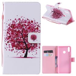 Colored Red Tree PU Leather Wallet Case for Huawei Y9 (2019)