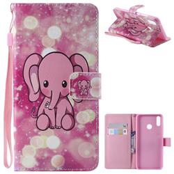 Pink Elephant PU Leather Wallet Case for Huawei Y9 (2019)