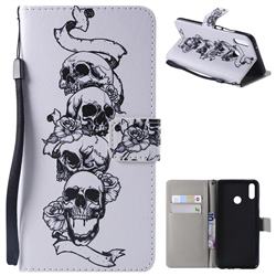 Skull Head PU Leather Wallet Case for Huawei Y9 (2019)