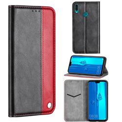 Classic Business Ultra Slim Magnetic Sucking Stitching Flip Cover for Huawei Y9 (2019) - Red