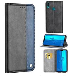 Classic Business Ultra Slim Magnetic Sucking Stitching Flip Cover for Huawei Y9 (2019) - Blue