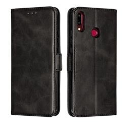 Retro Classic Calf Pattern Leather Wallet Phone Case for Huawei Y9 (2019) - Black