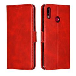 Retro Classic Calf Pattern Leather Wallet Phone Case for Huawei Y9 (2019) - Red