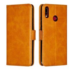 Retro Classic Calf Pattern Leather Wallet Phone Case for Huawei Y9 (2019) - Yellow