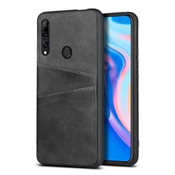 Simple Calf Card Slots Mobile Phone Back Cover for Huawei Y9 (2019) - Black