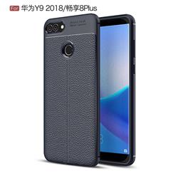 Luxury Auto Focus Litchi Texture Silicone TPU Back Cover for Huawei Y9 (2018) - Dark Blue