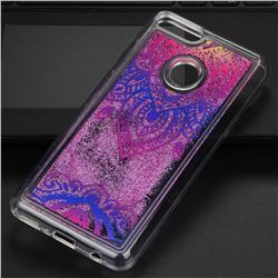 Blue and White Glassy Glitter Quicksand Dynamic Liquid Soft Phone Case for Huawei Y9 (2018)